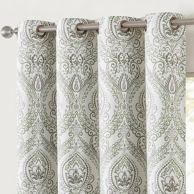 jinchan Sage Green Blackout Curtains 72 Inch Damask Grommet 2 Panels | Room - Image 9
