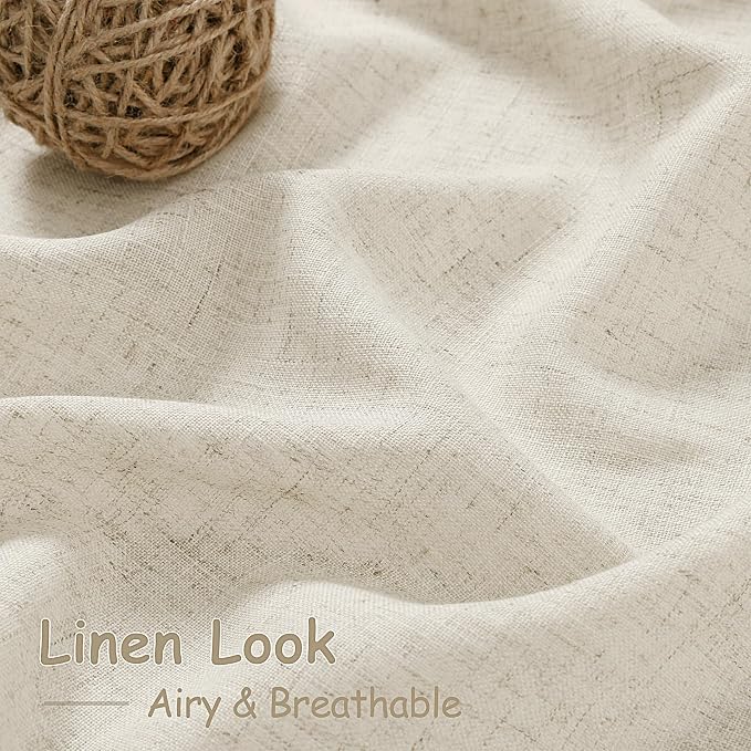 Vanilla Linen Curtains for Living Room 63 Inch Length Luxury Light Filtering - Image 4