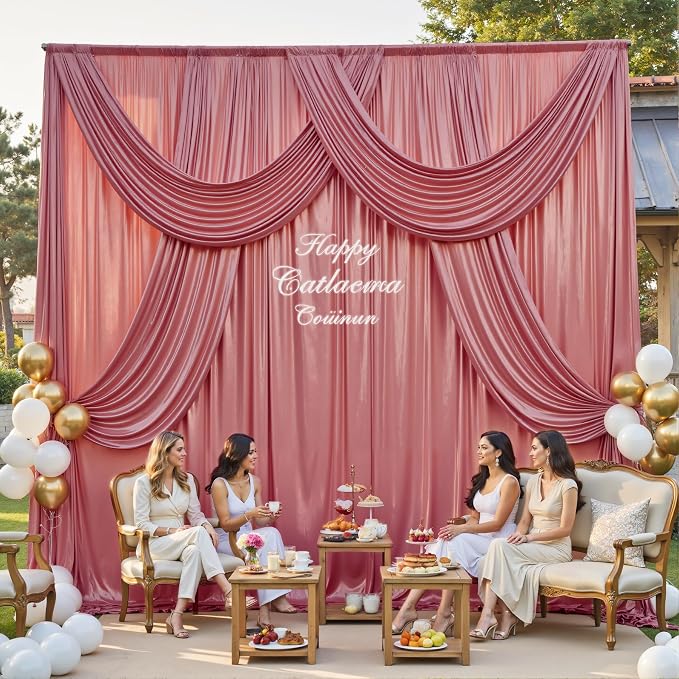 gogoparti 20x10FT Rose Gold Sequin Backdrop Curtain - Image 4