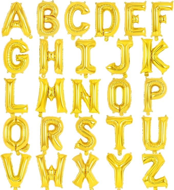 26 Pcs Gold Letter Balloons, 16 Inch Foil Alphabet Letter Balloons, Letter A-Z by YOTHORN