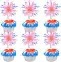 30 PCS Foil Firework Cupcake Toppers Sparkle Tinsel Cupcake Picks Happy by ZHUOWEISM