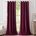 Velvet Burgundy Grommet Blackout Curtains 108 inch Length by ModernShinyVelvetCurtains