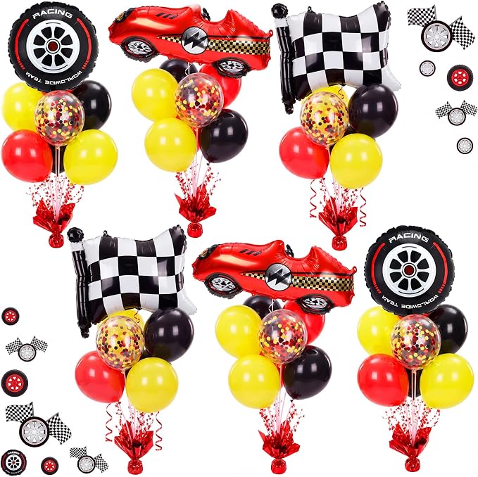 Civaner Race Car Party Balloons Stand Kit 6 Sets, and Red by Civaner