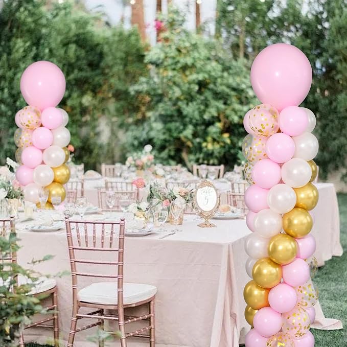 Pink Gold Confetti Balloon Column Stand Kit of 2 - Image 7