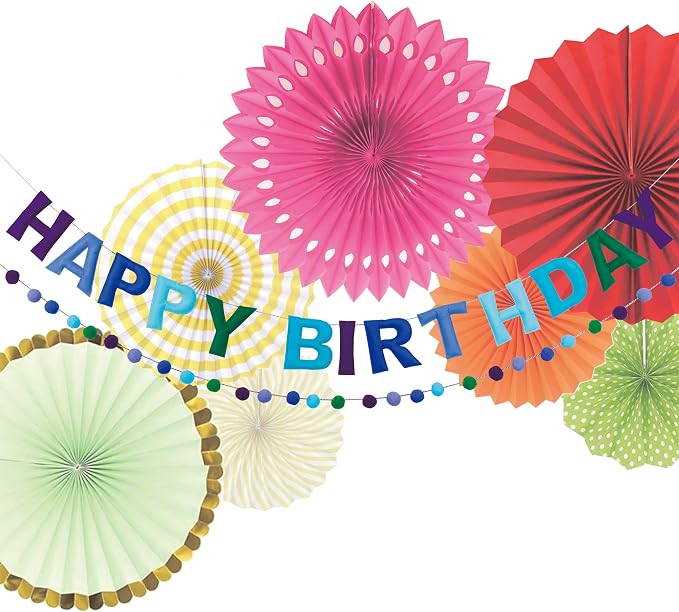 Pre-Strung 3D Felt Happy Birthday Banner, Max span 10ft, NO DIY, Includes Pom - Image 5