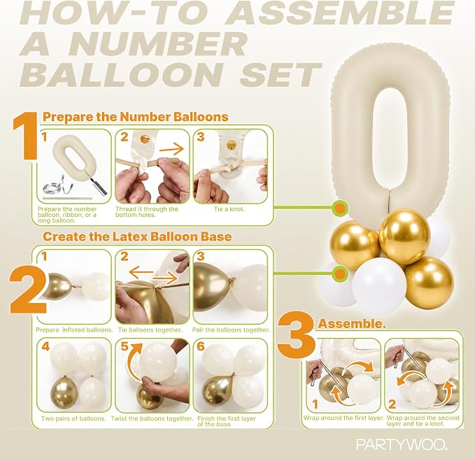 PartyWoo Number Balloons 40 Inch White Number 0 Kit 25pcs - Image 7