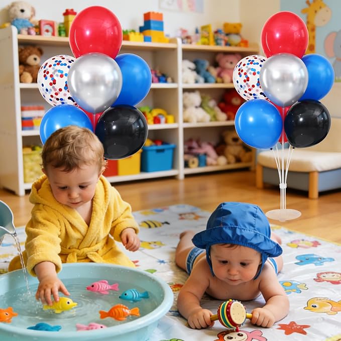 4 Sets Black Silver Red Blue Balloons Stand - Image 7
