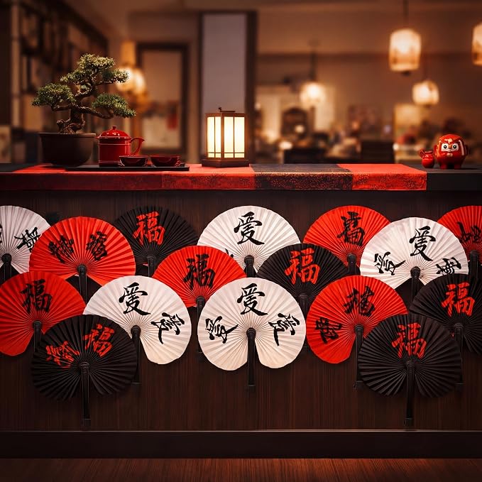 Jetec 20 Pcs Chinese Folding Hand Fans, Oriental Japanese Paper Handheld Fans - Image 5