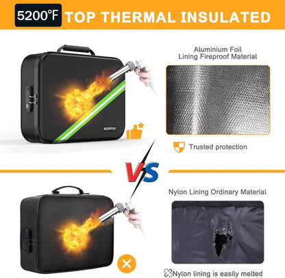 Noiposi Document Organizer with 5200℉ Heat Insulated,15.0"x11.0"x4.3" Water Resistant and Fireproof Document Box,Portable Home Travel Safe Storage Box for Important Documents,File