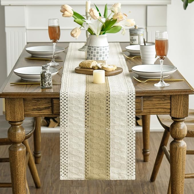 Artoid Mode Burlap Brown Farmhouse Rustic Table Runner 12x108 Inch | Seasonal - Image 2