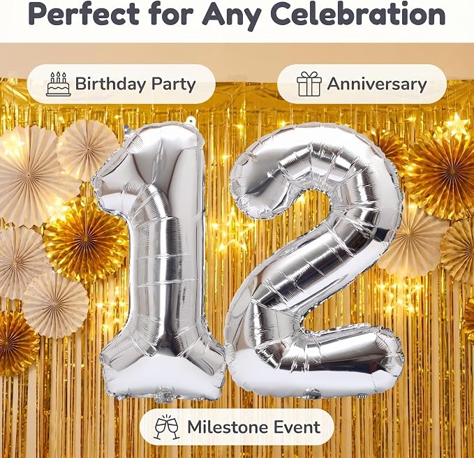 Number 12 Balloon Foil Mylar Balloons - Image 6