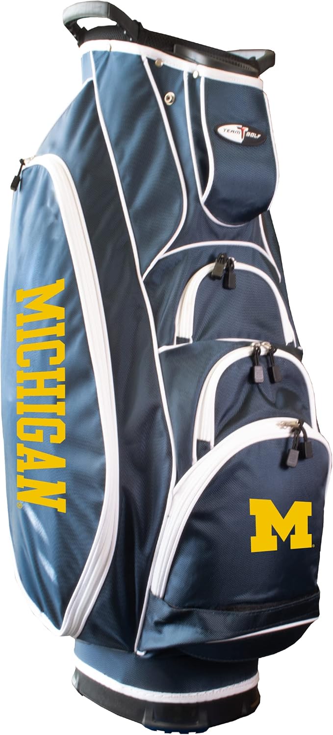 Team Golf NCAA Lightweight, 10-Way Club Divider, Spring Action Stand, Insulated Cooler Pocket, Velcro Glove and Umbrella Holder & Lift Assist Handles