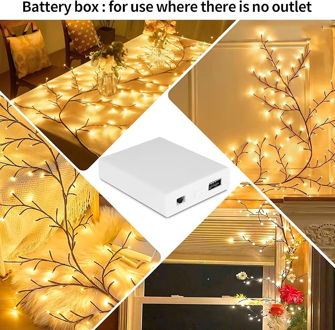 7.55FT 144LED Brown USB Tree Branch Lights - Image 7
