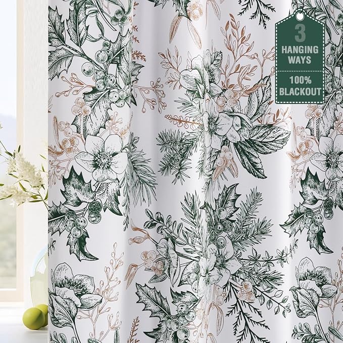H.VERSAILTEX Full Blackout Vintage Floral Curtains 63 Inch Length by HVERSAILTEX