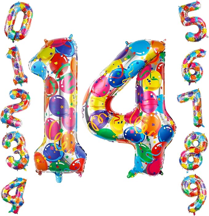40 Inch Number 14 Balloon Set Large Foil Balloons by TNCDJKPA