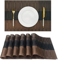 HeloHo Brown Black Placemats Set of 6 Washable Placemats Vinyl Woven Table Mats by HeloHo