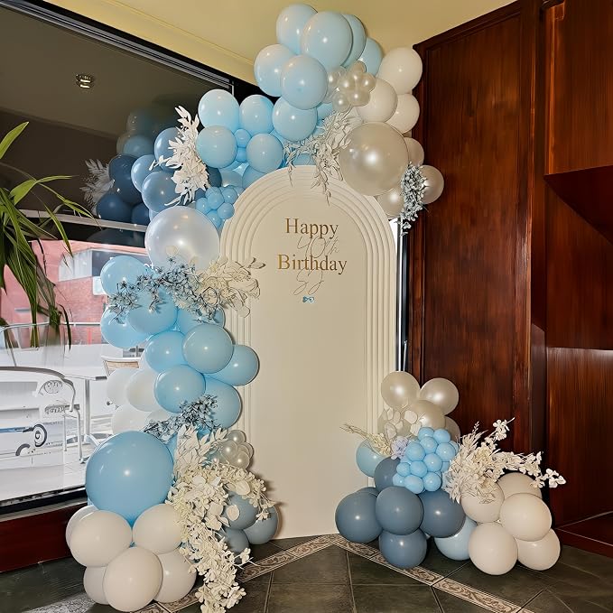 HILAVO Dusty Blue Balloon Arch Kit Fathers Day Retro Slate Light Pastel Blue - Image 4