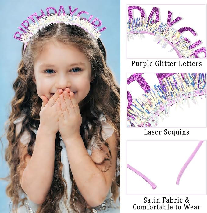 CIEHER Birthday Girl Headband Birthday Crown - Image 3