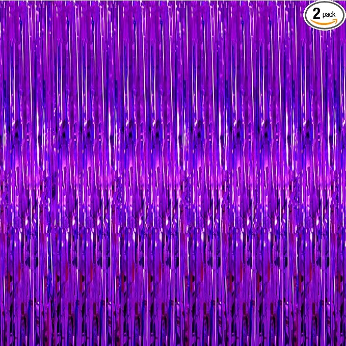 Purple Metallic Tinsel Foil Fringe Curtains by i-CHONY