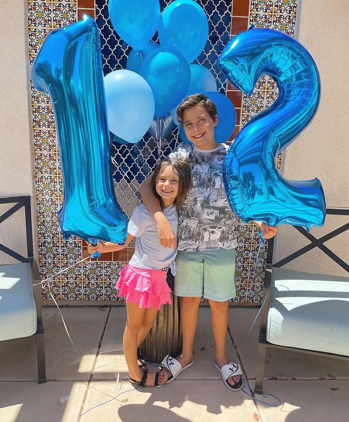 2 Balloon Numbers Birthday Decorations, 40In Dark Blue Balloons - Image 2