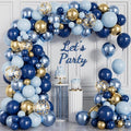 Navy Blue and Gold Balloons Garland Arch Kit, Party Decor | Navy Blue Metallic by Haolongfa