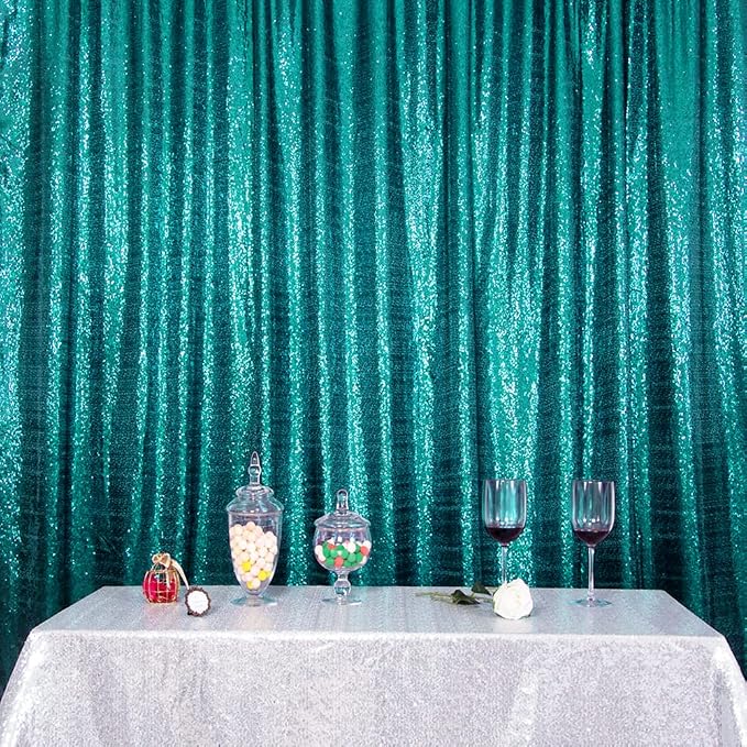 SquarePie 6x6ft Teal Sequin Backdrop, High Density Non-Transparent Glitter - Image 9