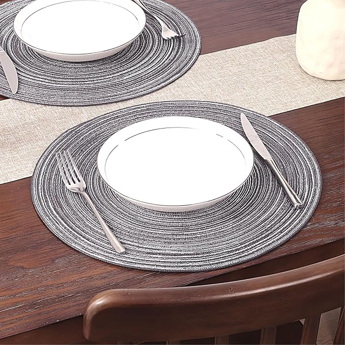 SHACOS Round Braided Placemats Set of 8 Round Table Mats - Image 7