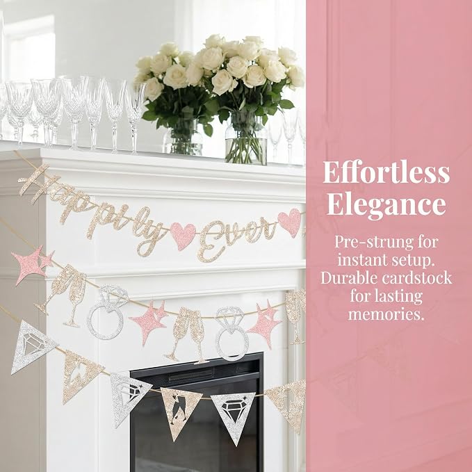 Hopecore Pre-Strung Happily Ever After Banner Set, Engagement Party, Wedding - Image 7