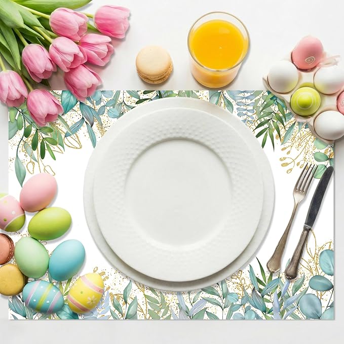 50 Pack Christian Disposable Paper Placemats Cross Eucalyptus Mats - Image 2