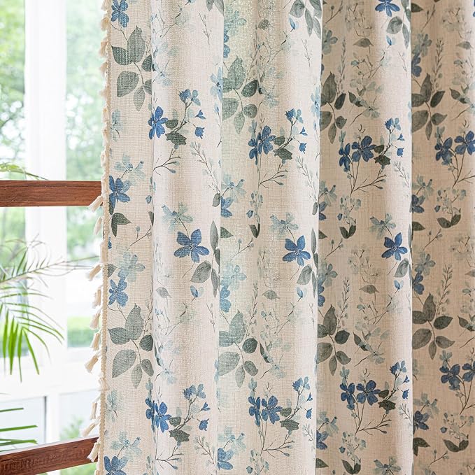 ENJOYBRIDAL Floral Curtains 84 Inch Length Farmhouse Semi Sheer Drapes - Image 7