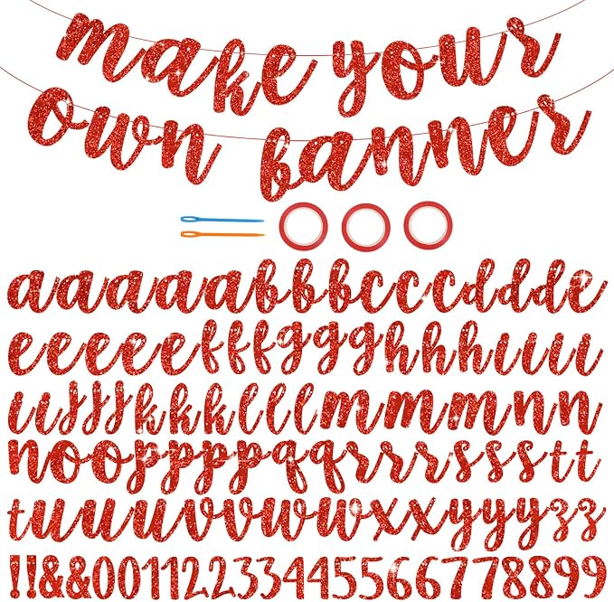 BEISHIDA Glitter Red 116 PCS A-Z DIY Letter Banner Kit Make Your Own by Beishida
