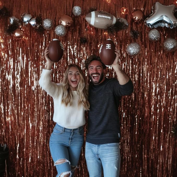 PartyWoo Metallic Brown Foil Fringe Tinsel Streamers 2pcs 6.6FT Backdrop | - Image 6