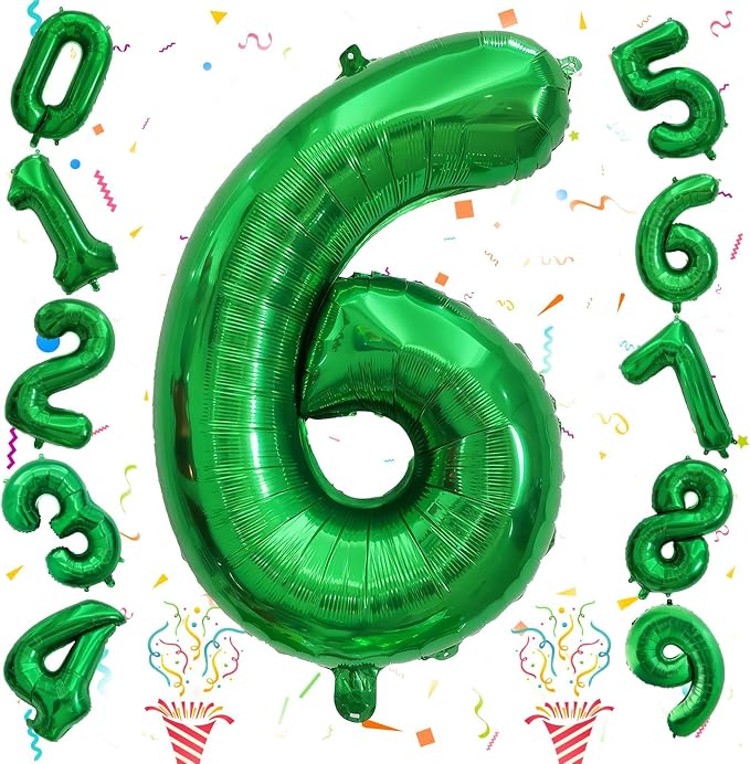 Giant Number Balloons 6, Dark Green 0-9 Set Number Balloons by Isndare