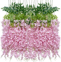 Artificial Wisteria Hanging Flowers Fake Wisteria Flower Garland Silk Vines by WONICE