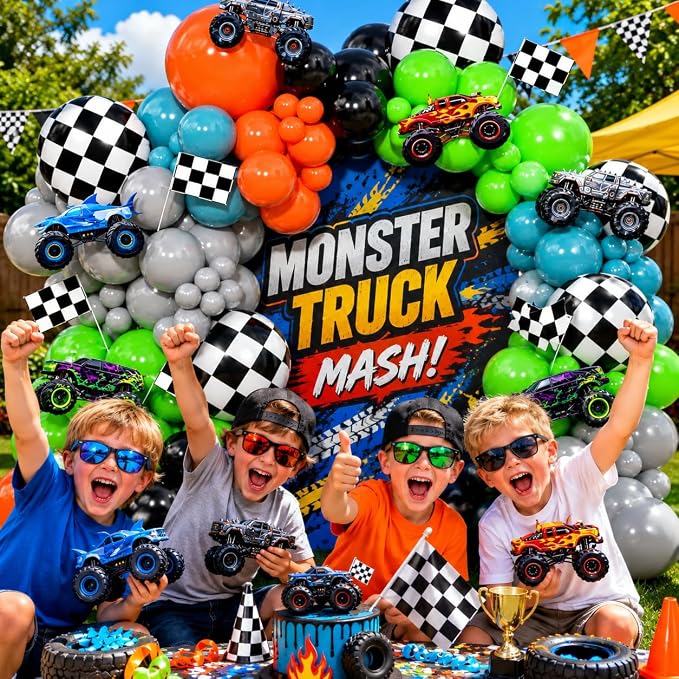 171Pcs Monster Truck Balloons Garland Arch Kit - Image 5