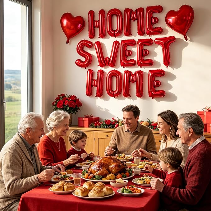 TONIFUL 16 Inch Red HOME SWEET HOME Letter Balloon Decor - Image 5