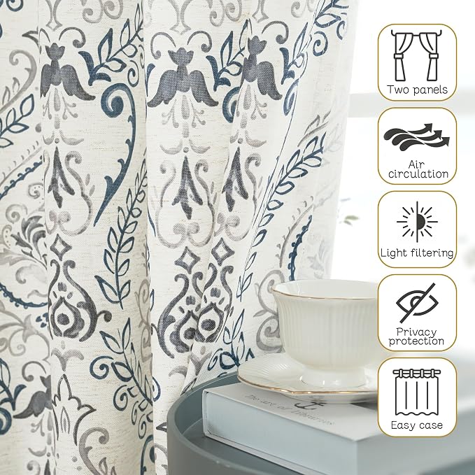 Linen Curtains for Living Room 84 inch Length 2 Panels Set, Light Filtering - Image 8