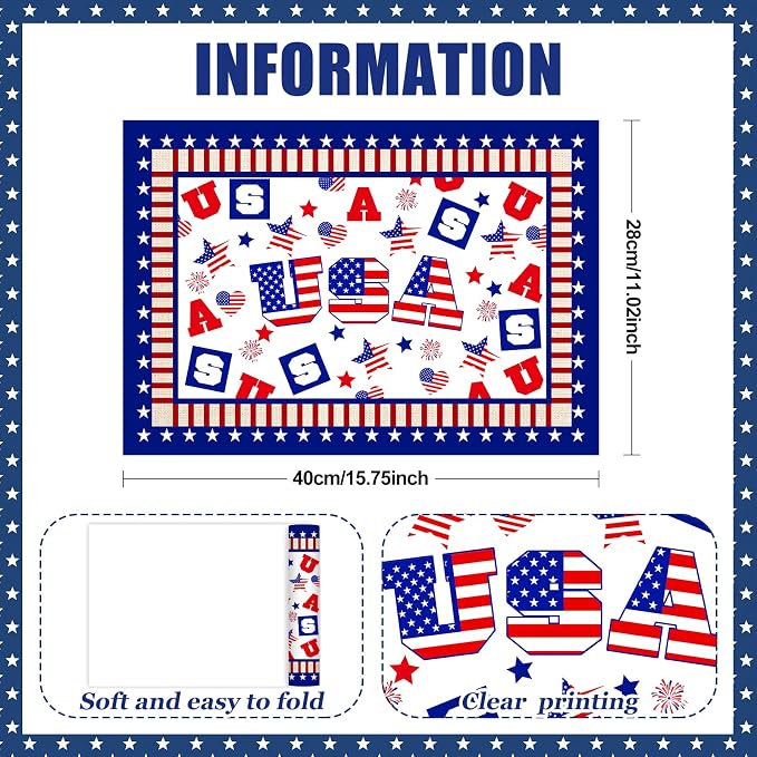 50Pcs Patriotic Disposable Paper Placemats - Image 2
