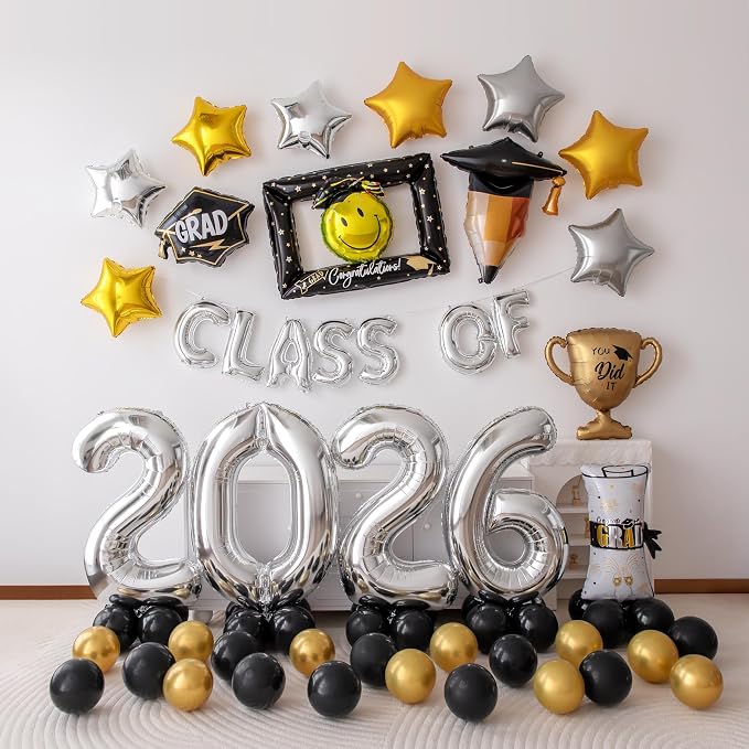 65 PCS Congrats Grad Balloons Kit, Class of 2026 Graduation Party Decorations by Vrukiaa