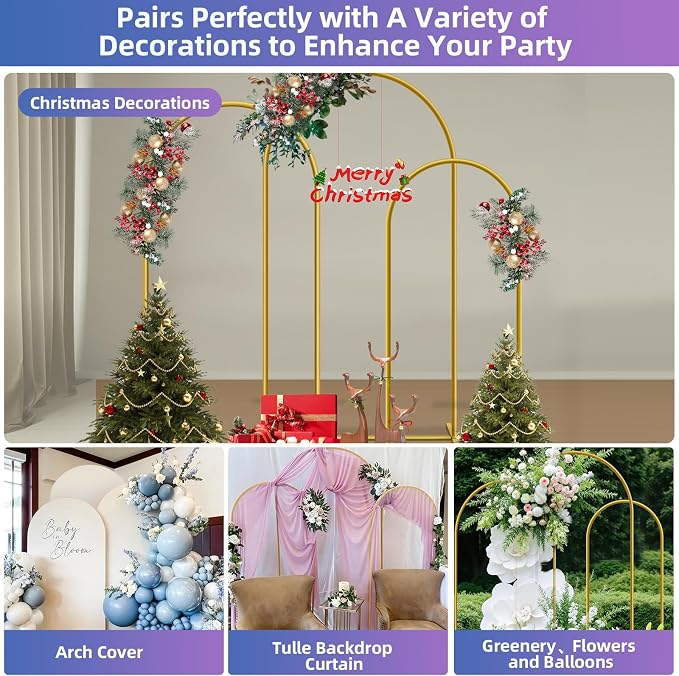 Hemmotop Metal Arch Backdrop Stand Set of 3, Ground Stakes - Image 7