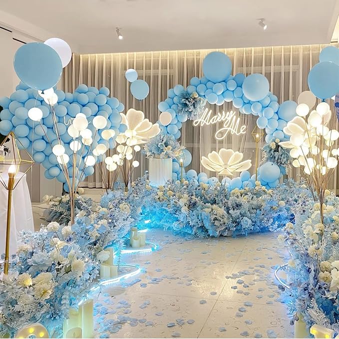Pastel Blue Latex Balloons 100 Pack 12 inch Light Blue Party Balloons Round - Image 6