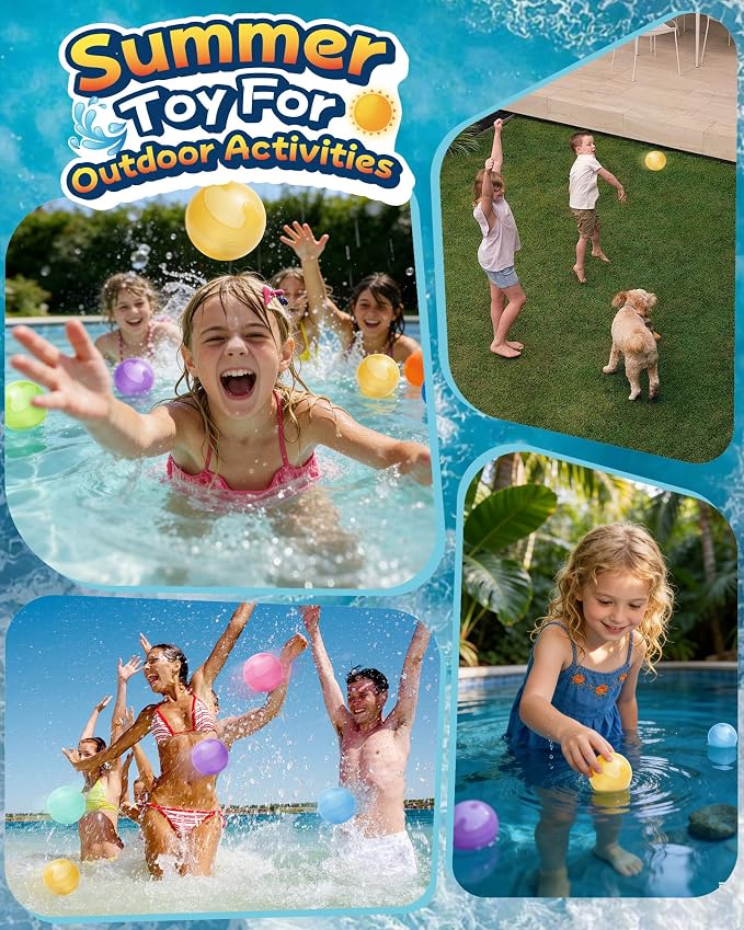 18PCS Reusable Water Balloons No Magnets, 100% Silicone Quick Fill Water Balls - Image 7