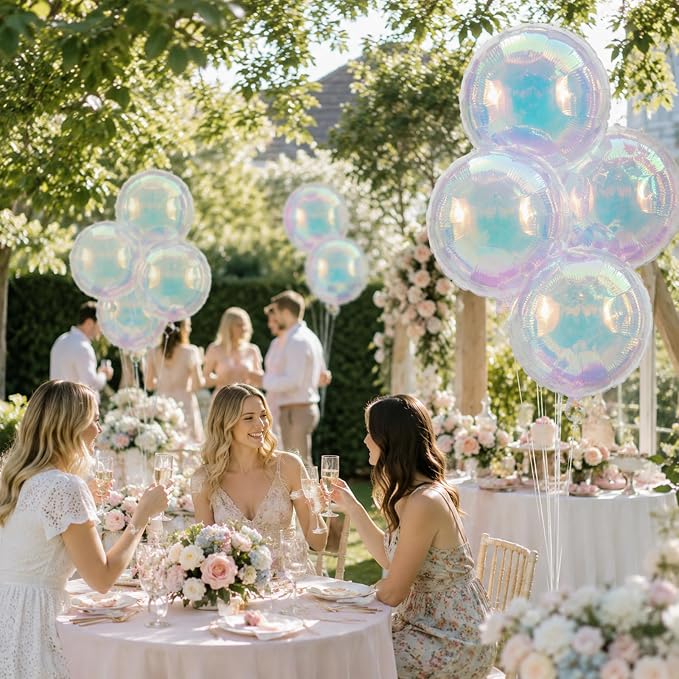 Iridescent Round Balloons, Anniversary, Baby Shower, Wedding and Disco Party - Image 7