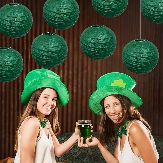 Green Paper Lanterns Hanging Ceiling Chinese Round Lanterns Indoor 12in | - Image 7