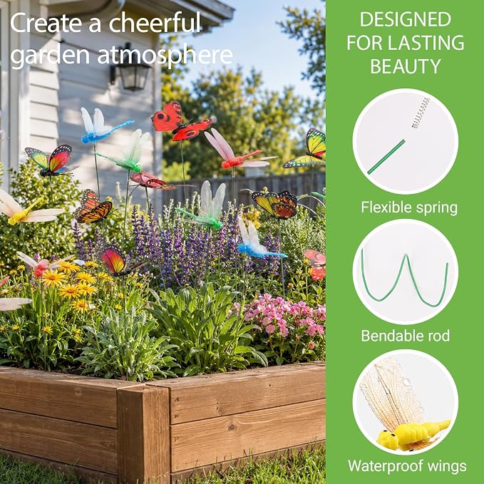 30PCS 3D Dragonfly Garden Stakes Butterfly Garden Stakes - Image 3
