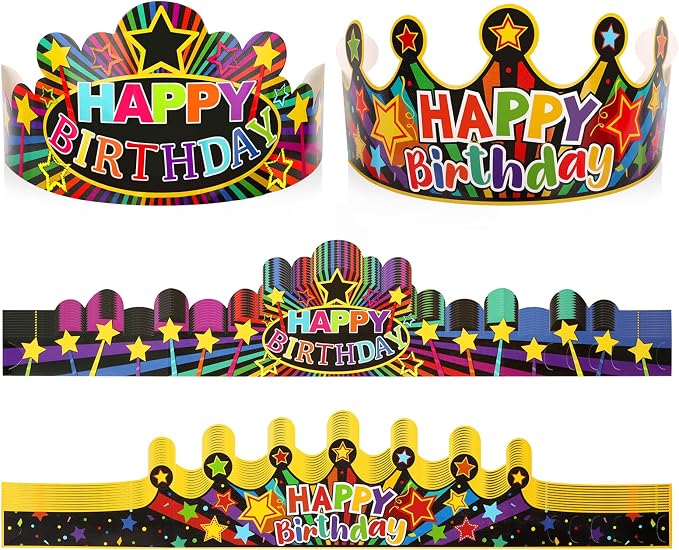 Hooqict Birthday Crowns 30 Pack Party Hats Paper Hats Happy Birthday Crowns by Hooqict