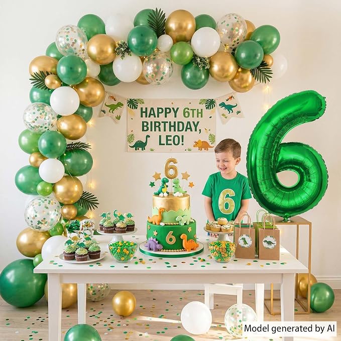 Green Number 6 Balloon 40 Inch, Radiant Foil Numeral - Image 3