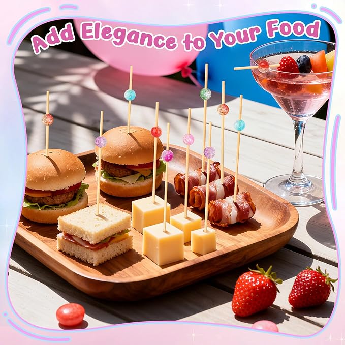 200PCS Cocktail Picks, Colored Pearl Fancy Toothpicks - Image 3