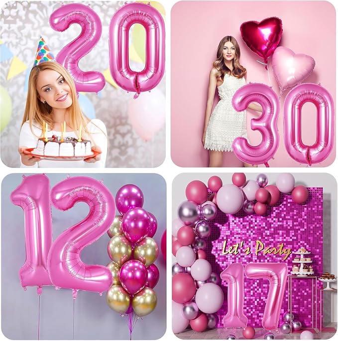 Pink Number Balloons, Large Hot pink Number 6 Balloon 40 Inch Pink 6 Balloon - Image 5