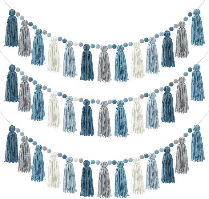 Syhood 3 Pcs Boho Tassel Garland Boho Rainbow Pom Pom Wall Decor Each 50'' by Syhood